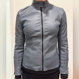 KZ_K STUDIO Chic Women's Leather Jacket in Slate Gray